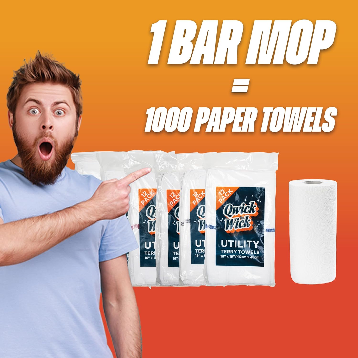 Arkwright Qwick Wick Bar Mop Towels Bulk - (Pallet of 4200) 100% Cotton Quick Dry, Super Absorbent Multipurpose Cleaning Rags for Restaurants, Kitchen, Bathroom, Hotel, 16 x 19 in, Red Stripe