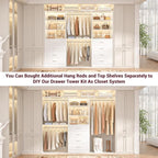 Aheaplus Closet Drawers Organizer System, 21.3" Wood Closet System with 4 Drawers, Modular Walk-in Closets Storage Unit, Tall Bookshelf Storage Cabinet, White22