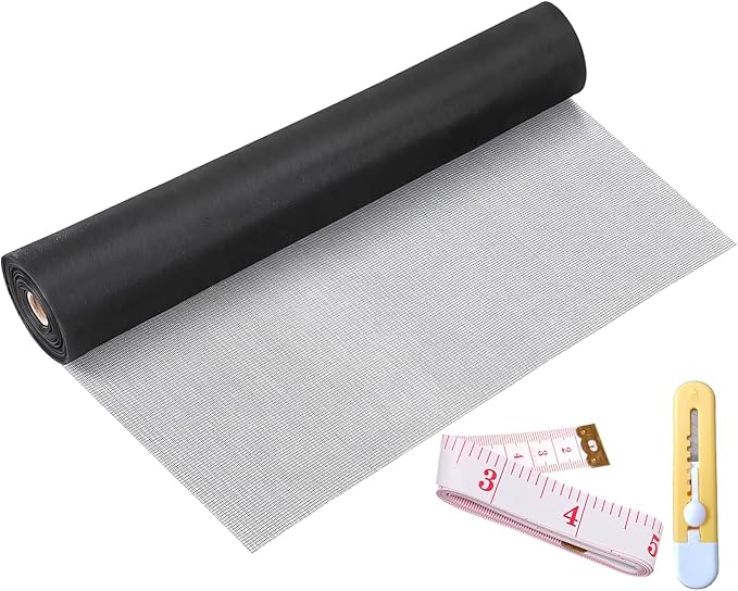 Window Screen Replacement Kit 40 Inch X 132 Feet Durable High Hardness Nanofibers Roll Screen Mesh Window Screen Repair Kit Black for Any Door and Window