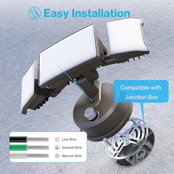 Olafus 60W Flood Lights Dusk to Dawn Outdoor Lighting, IP65 Waterproof LED Security Light with Photocell, 6000LM Dusk Dawn Outside Light, 6500K Brown Exterior Floodlight for Yard Garden Porch