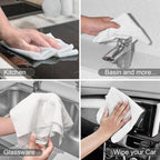 UPSTAR Microfiber Cleaning Cloth, Reusable Paper Towels Rolls, Cleaning Rags for Washing Dishes, Kitchen,Bathroom, 12x12 inch,50 Packs/Roll, White