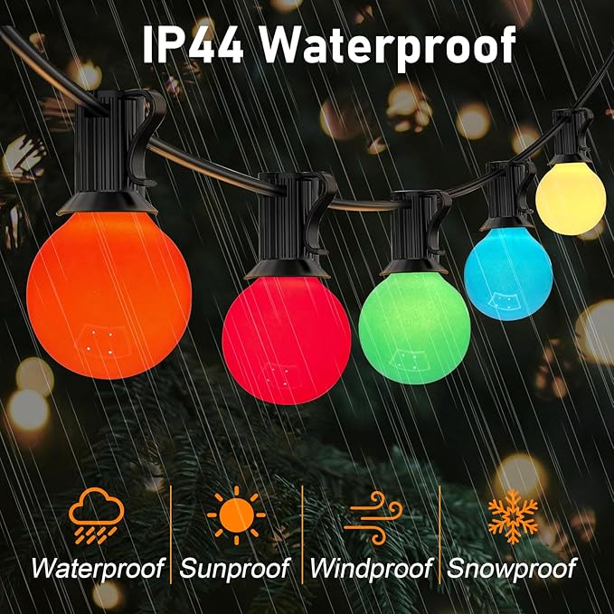 GOOTHY 25 Pack G40 Multicolor Ceramic Replacement Lights Bulbs, Christmas Globe Replacement Bulbs for Outdoor String Lights, C7/E12 Candelabra Base, 5W Incandescent Night Light Bulbs- Multicolor