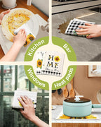 6 Pack Swedish Dishcloths for Kitchen - Reusable Dish Cloths for Washing Dishes Absorbent Cute Funny Kitchen Towels Cleaning Sponge, Sunflower