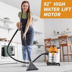 [EFN Clearance] Shop Vacuum Wet and Dry, 6 Gallon 5.5 Peak HP, 3 in 1 Wet/Dry/Upholstery Shop Vac Carpet Extractor for Car Detailing, Stainless Steel Wet Dry Vacuum Cleaner for Carpet (Yellow)