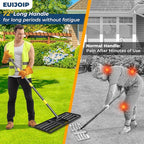 Professional Lawn Leveling Rake 30x10in - Heavy Duty Leveling Tool with 72in Adjustable Stainless Steel Handle | Golf Field Sand Spreader, Football Pitch Grass Leveler | Rustproof Turf Grading Rake