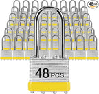 Padlocks with Same Key, LQYN 48 Pcs Laminated Keyed Padlock (1-9/16", 40mm), Keyed Alike Locks, Long Shackle, for Storage Locker, Hasp Latch, Toolbox, Sheds