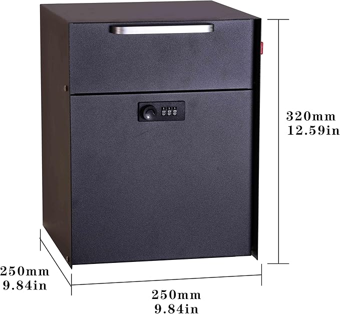 Post Mount Locking Mailbox with Code Lock - Large Capacity Security Password Metal Lock Mailbox - Waterproof Vertical Drop Mail Box Outdoor