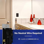 LIDER Dimmer Paddle Switch for Dimmable 300W LED/CFL Lights, 1-Pole or 3-Way, 120 V, Modern Upgrade, UL Listed, Wall Plate Included, Brown