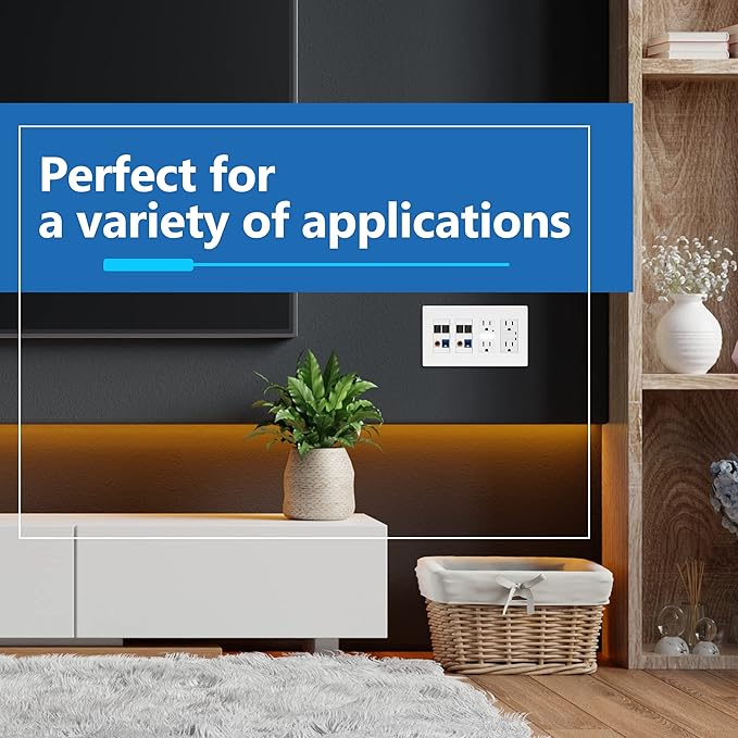 LIDER Matte Finish Quadruple Decorator Switch Cover, Screwless Wall Plate, Mid-Size 4-Gang 4.88" x 8.58", Polycarbonate Thermoplastic, UL Listed, LSWP-34M-W2P, White, 2 Pack