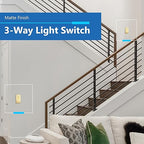 LIDER Brushed Gold Minimalist Design Decorator Switch, Frameless Paddle Wall Light Switch, On/Off Rocker Switch, 3-Way or Single Pole, Residential Grade, UL Listed, 3 Wire, 15A 120-277VAC