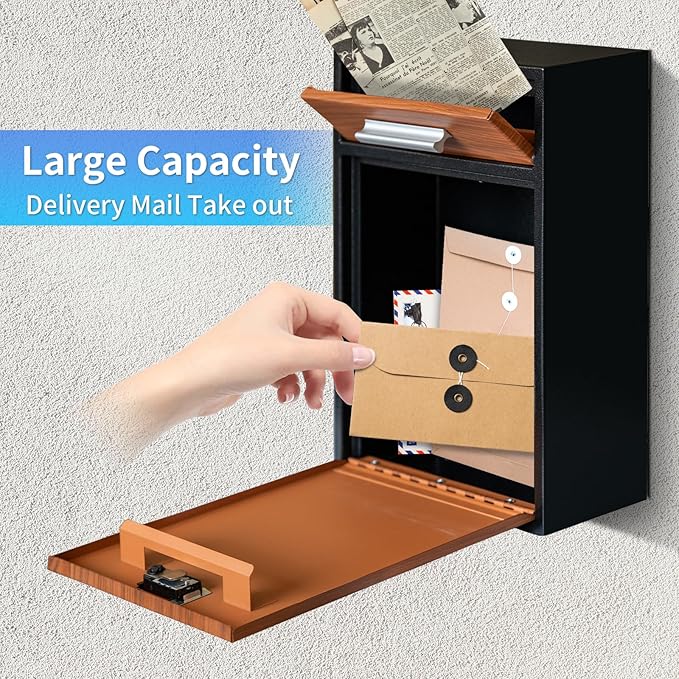Combination Lock Wall-Mount Mailbox,Waterproof Heavy Duty Thickened Mailboxes for Outside, Security Drop Box with Lock, Extra Large Capacity Mounted Mailbox, XL