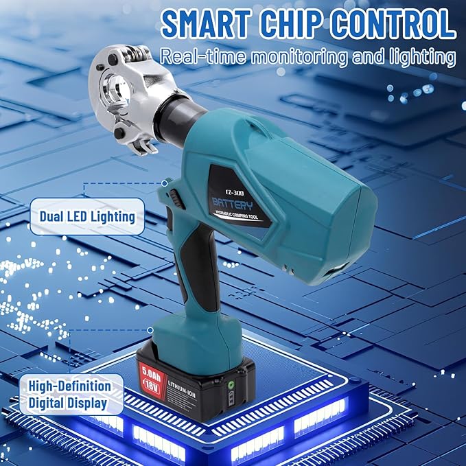 Electric Hydraulic Crimping Tool 60KN Electric Hydraulic Pliers 3-6 Seconds Fast Crimp 17mm Stroke Interchangeable Jaws Design Industrial Grade Safe Accurate Hydraulic Tools 12 Dies