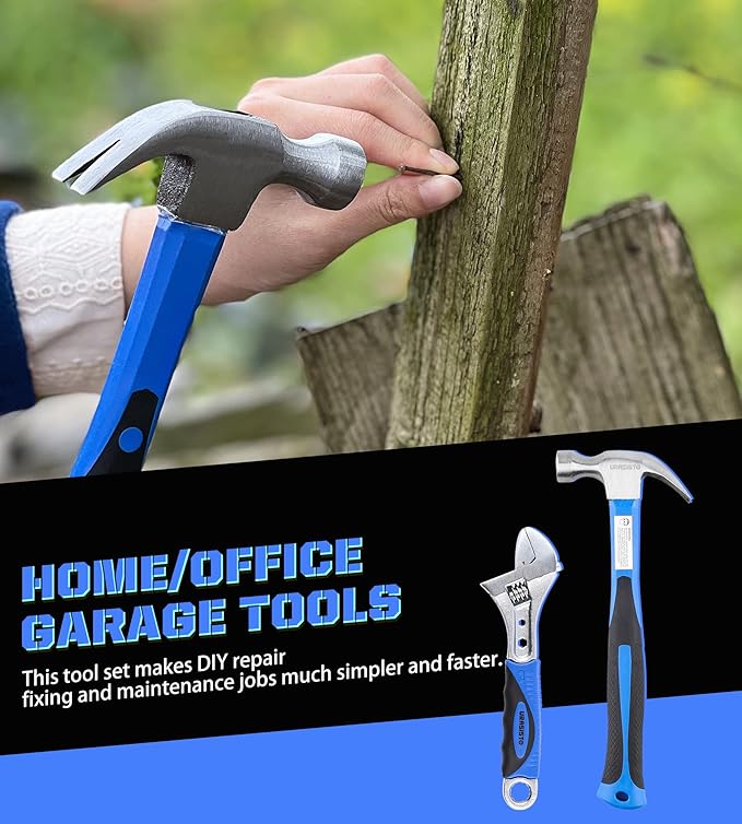 Auto Repair Tool Set 128-piece Mechanic Hand Tool Kit with Storage Box, Nail, Pliers,Screwdriver, Hammer, Drive Socket, Wrench for Homeowner, DIY, Handyman