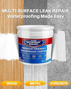 Polyurethane Waterproof Coating, 1 Gallon, White Waterproof Sealant for Roof, Concrete, Wall, Multi-Surface Leak Repair Coating, Durable Water-Based Rubber Sealant Indoor & Outdoor