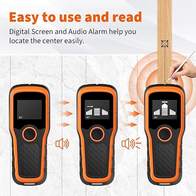 Stud Finder Wall Scanner 5-in-1 - Detector for Wood, Metal, Joists, Pipes, and AC Wires, Upgraded New version Intelligent Chip, High-Definition LCD Display Screen & Audible Alarm