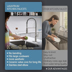 Brushed Nickel Kitchen Faucets, Brass 22 inch Commercial High Arc Single Handle Kitchen Faucets for Pull Down Sprayer Modern Spring with Deck Plate