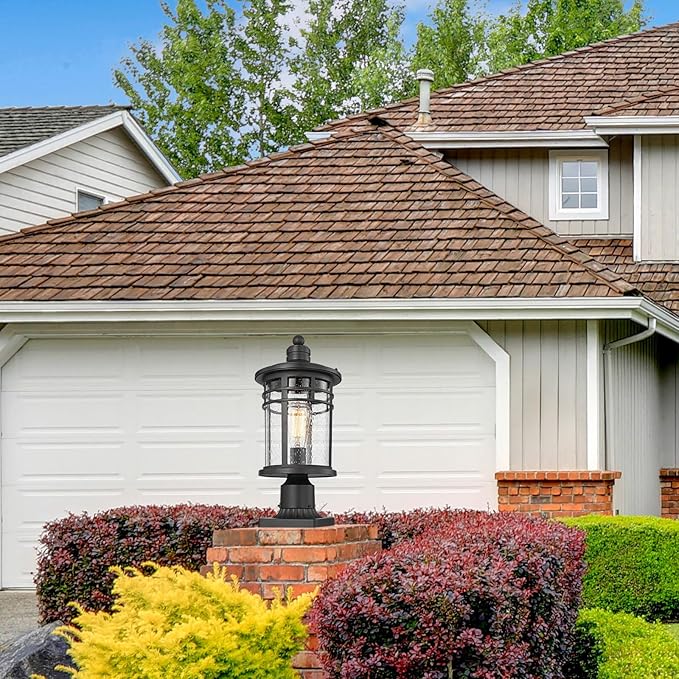 Darkaway Large Outdoor Post Lights Lamp Posts Outdoor Lighting, 17inch Post Lights Waterproof 2 Pack Outdoor Light Fixtures with Glassfor Outside Patio Yard Pathway