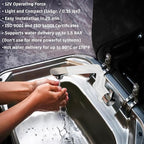 12V Faucet with Switch – German Made 1.5 BAR | Cold Water RV Sink Electric Faucet 360° Swivel Spout, 6A | for Camper Vans, Trailers, Marine Use | Single Hole – 12V Pump Compatible (White)