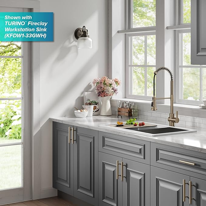 KRAUS Britt Touchless Sensor Commercial Single Handle Pull Down Kitchen Faucet in Spot Free Antique Champagne Bronze, KSF-1691SFACB