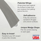 InstaTrim The Original Flexible Trim - 10ft Grey 1/2" Adhesive Trim with Many Uses Including Bathtubs, Sinks, Counters, Tile, Floors - Made in USA