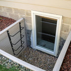 4-Rung Window Well Ladder Straight, Heavy Duty Steel Fire Escape Ladder, Powder-Coated Basement Egress Wall Mounted Ladder 45.2" Lx17.9 W, Black