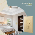 TOPGREENER Kalide Combo Dimmer Switch with 3-Speed Fan Control, Light and Fan Combination Switch, Single Pole, 2.5A, 200W LED/CFL, Neutral Wire Not Required, TGDSFS3-GD,Gold