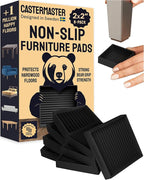 CasterMaster Non-Slip Rubber Furniture Pads - 2x2in Pack of 8 Black - Floor Scratch Protector - Anti-Skid Design & Keep Furniture from Sliding - Caster Cups & Rubber Feet
