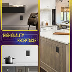 ENERLITES, Dark Bronze Elite Series Decorator Receptacle Outlet Child Safe Tamper-Resistant, Self-Grounding, 2-Pole, Residential Grade, 15A 125V, UL Listed, 61501-TR-DB