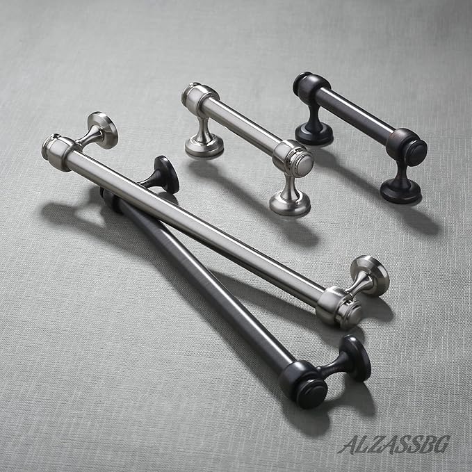 Alzassbg 10 Pack Brushed Satin Nickel Cabinet Pulls, 3 Inch(76mm) Hole Centers Cabinet Handles Kitchen Hardware Straight Bar for Cabinets and Drawer AL3082SN