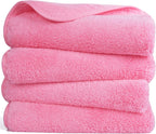 POLYTE Quick Dry Lint Free Microfiber Hand Towel, 16 x 30 in, Set of 4 (Pink)