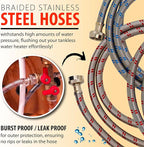 DrainX Tankless Water Heater Flushing Kit with Eco-safe Liquid Descaler Solution, Steel Hoses, 1/6HP Extra Strength Pump