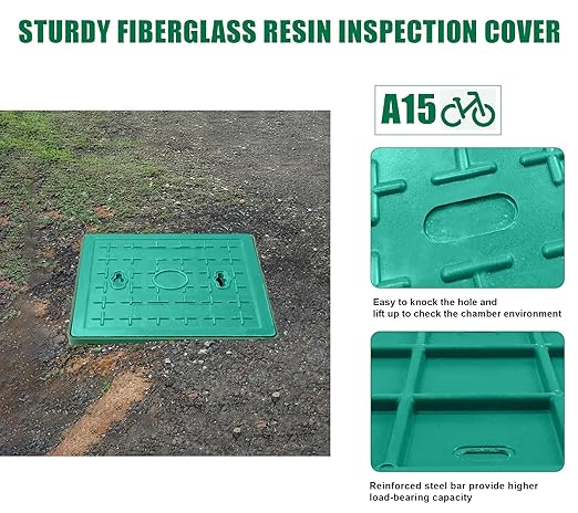 2 Sets 12.5x12.5x14.3in Underground Splice Boxes W/Solid Inspection Cover Deep Enclosure Precast PE Pull Distribution Pit Access Electrical Junction Boxes Drillable Tapered Wiring Cable Box