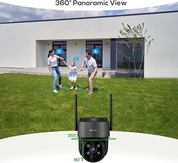 Kittyhok Wireless Solar Security Camera System | 4pcs Bullet Solar Camera, 2pcs PT Solar Security Camera Outdoor, Solar Power, Human Detection, Spotlight, 10CH NVR, Local Storage, No Monthly Fees