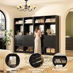 Unikito 50 Inch Closet System with Drawers, 4FT Sturdy Closets Organizer with Storage Shelves and Mirror Design, Freestanding Wood Walk in Closet Towers, Easy Assembly, Max Load 1000 LBS, Black