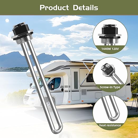 520900 RV Water Heater Element for Suburban RV SW Series Electric Water Heater, Replacement of 232794 520789 SU520789 Heating Element, Screw-in Gasket 1440W 120V with Wrench Socket