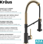 KRAUS Bolden 2-in-1 Commercial Style Pull Down Single Handle Water Filter Kitchen Faucet for Reverse Osmosis or Water Filtration System in Brushed Brass/Matte Black, KFF-1610BBMB