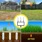 Lawn Aerator, Core Aerator Lawn Tool, Stainless Steel 3-Corer Lawn Hand Aeration – Manual Yard Plug Aerator for Compacted Garden Soil, Garden Care, Gardening Core Aeration Tool (Spike Tine)