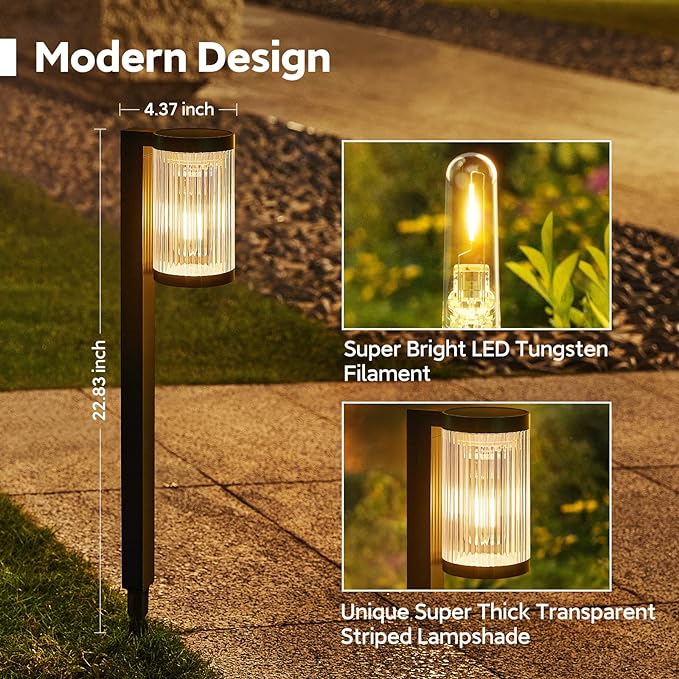 Solar Pathway Lights Outdoor, 2 Pack Upgraded Outdoor Solar Lights for Outside Super Bright Up to 12Hrs, IP65 Waterproof Solar Garden Lights for Yard Path Walkway Decor Landscape Lighting