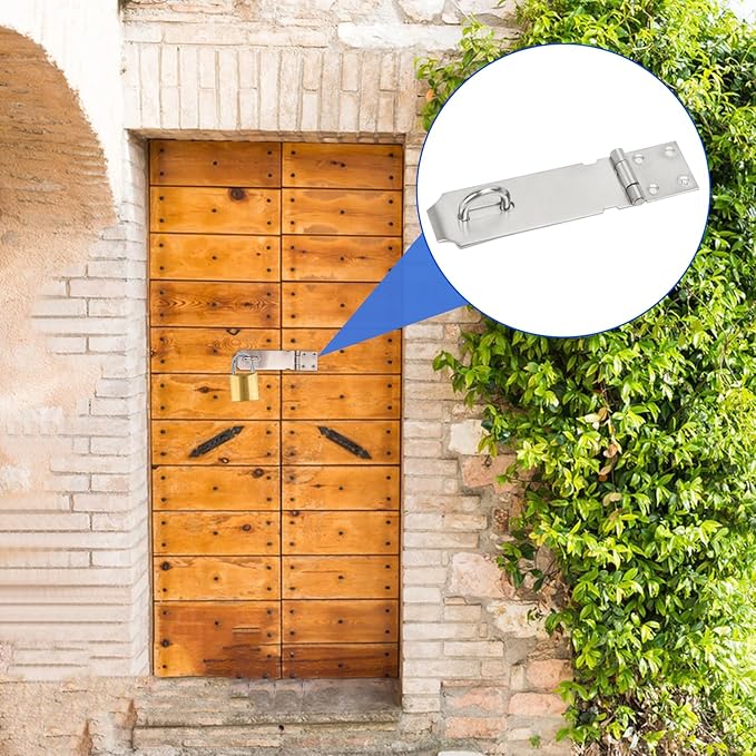 8 Pack Door Hasp Latch Lock with Screws, 5 Inch 304 Stainless Steel Hasp Latch Locks, Safety Packlock Clasp, Latch Locks for Garage, Shed, Doors
