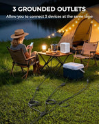 28Ft Outdoor Extension Cord, 1 to 3 Splitter Heavy Duty Weatherproof Power Cord, 16/3 SJTW, 3 Grounded Outlets Flat Plug for Patio, Garden, Halloween Displays, Christmas Lights ﻿