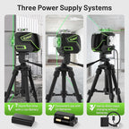 Huepar Laser Level, Self Leveling 12 Lines Cross Line Laser with LCD Screen 3 x 360° Bluetooth Connected Green Beam Laser Tool, 3D Horizontal & Vertical Laser Line -Remote Control&Rechargeable Battery