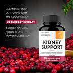 Sandhu's Kidney Cleanse Detox & Repair Support Supplement for Men and Women | with Cranberry Extract | Helps Support Kidney & Urinary Tract Health | 60 Vegetarian Capsules