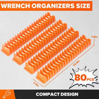 80PCS Modular Wrench Organizer Wrench Holder - Wrench Tool Organizers for Tool Drawer Storage, Wrench Storage Set with Metric & SAE Label, Wrench Rack Tool Gift for Professional Mechanics, Orange