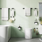 10-Pieces Bathroom Hardware Set, SUS304 Stainless Steel Wall Mounted 23.6 Inch Towel Bar, Toilet Paper Holder, Towel Hooks, Bathroom Towel Bar Set (Matte Black (Type 2), 10 Piece-23.6 inch)