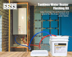 Tankless Water Heater Flushing Kit Includes 1/6HP Submersible Sump Pump with Two Adapters & 3 Gallons Pail with Bucket Lid Opener & Two 1/2” Dia X 6’ PVC Hoses with Washers