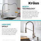 KRAUS Bolden Touchless Sensor Commercial Style 2-Function Single Handle Pull Down Kitchen Faucet in Matte Black, KSF-1610MB
