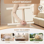 GameGem 2 Step Ladder Folding Step Stool with Wide Anti-Slip Pedal, 330LBS Capacity, Lightweight Portable Stepladder for Home and Kitchen Use, Cream White