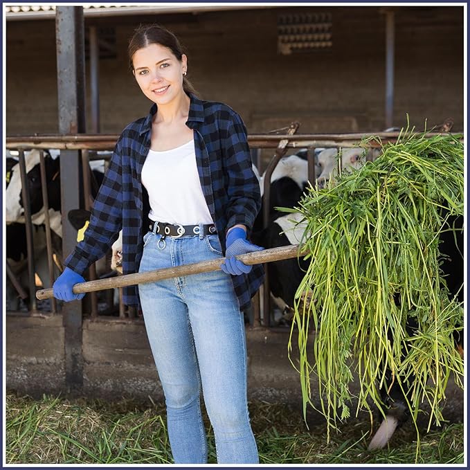 Lasnten Manure Fork Replacement Head, 18 Tines Pitchfork Head with Screws and Nuts, Horse Manure Rake for Picking up Grass and Hay (Navy,2 Pcs)