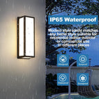 2-Pack Outdoor Wall Light LED 30W Aluminum - Black Modern Exterior Sconce,3000K Warm,Waterproof Rectangular Porch Wall Mount Lighting Brightens to Patio,Garage,Front Door