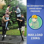 JADDUO Telescoping Ladder A Frame,12.5 Ft Compact Aluminum Extension Ladder,Portable Telescopic RV Ladder for Outdoor Camper Trips Motorhome with Tool Platform and Stabilizer Bar 330 lbs, Black Orange